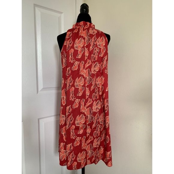 Floral Print Ruffle Hem Tie Neck Halter Dress - Picture 7 of 7